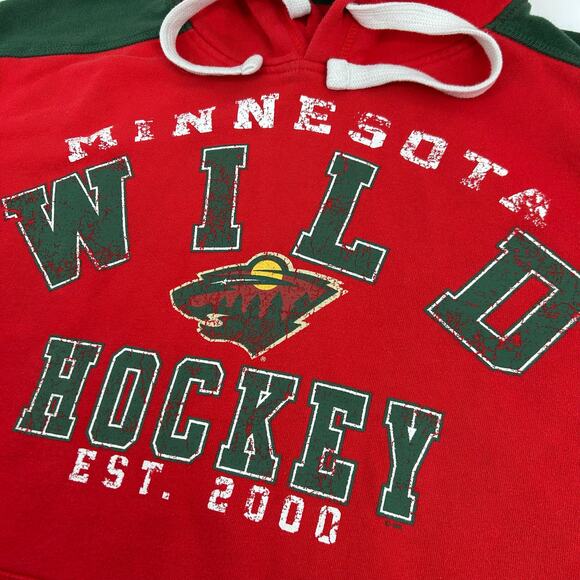 Men's Red Green NHL Minnesota Wild Hockey Hoodie Pullover Sweatshirt Size Large - Picture 3 of 7